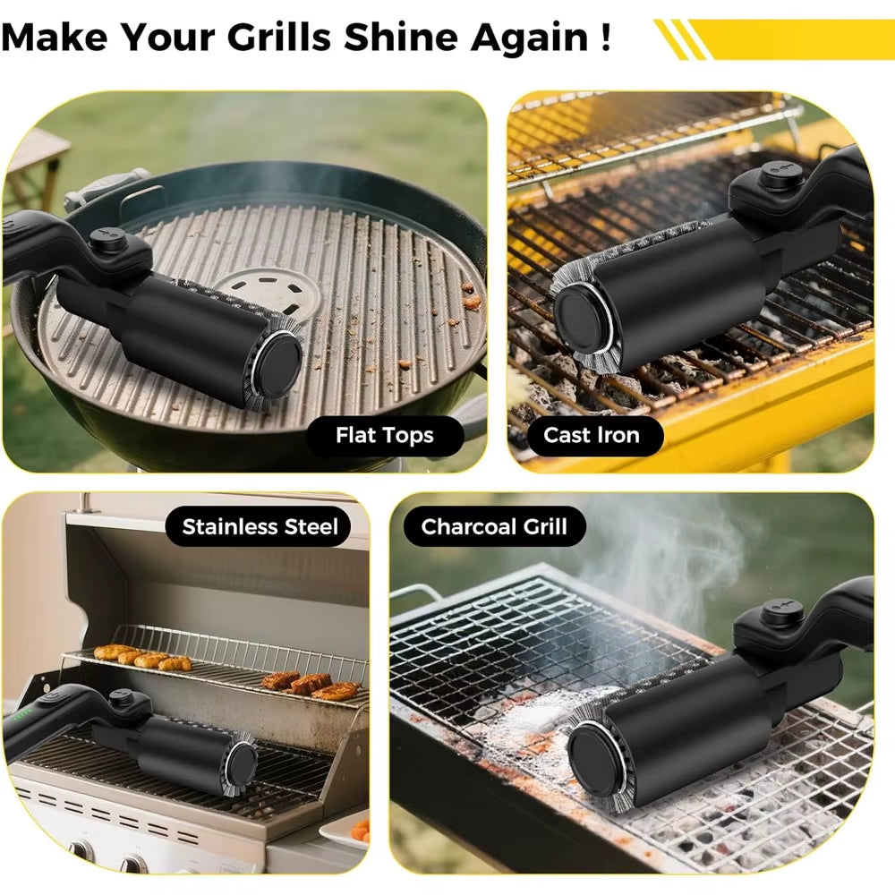 2600Mah Electric Grill Brush, Cordless Rechargeable Grill Cleaning Brush with Stainless Steel Brush Head, Cleaner for BBQ Grate