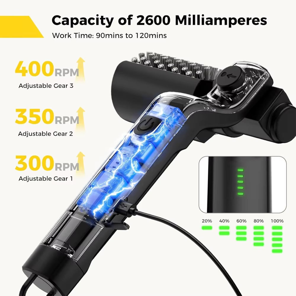 2600Mah Electric Grill Brush, Cordless Rechargeable Grill Cleaning Brush with Stainless Steel Brush Head, Cleaner for BBQ Grate