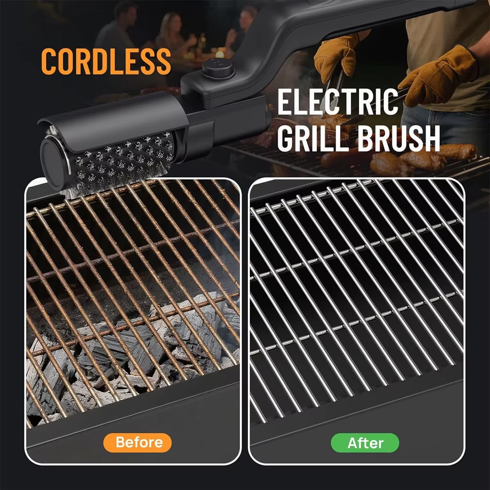2600Mah Electric Grill Brush, Cordless Rechargeable Grill Cleaning Brush with Stainless Steel Brush Head, Cleaner for BBQ Grate
