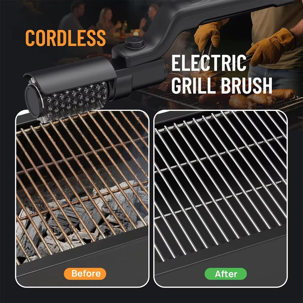 2600Mah Electric Grill Brush, Cordless Rechargeable Grill Cleaning Brush with Stainless Steel Brush Head, Cleaner for BBQ Grate