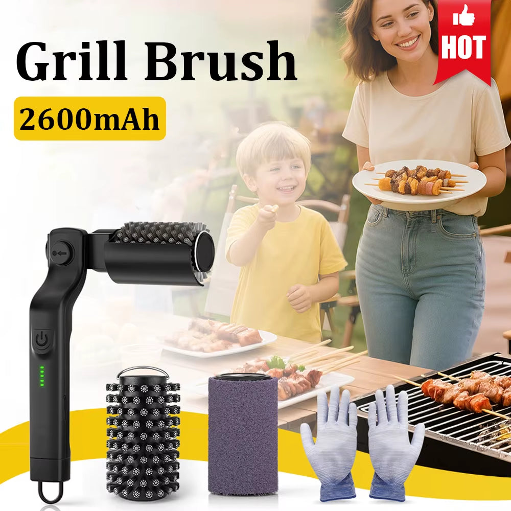 2600Mah Electric Grill Brush, Cordless Rechargeable Grill Cleaning Brush with Stainless Steel Brush Head, Cleaner for BBQ Grate